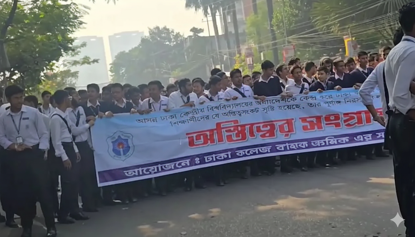 সায়েন্সল্যাব অবরোধ করেছেন ঢাকা কলেজের উচ্চমাধ্যমিকের শিক্ষার্থীরা